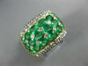 LARGE 9.66CT DIAMOND & AAA EMERALD 18KT 2 TONE GOLD ROUND & OVAL MULTI ROW RING