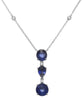 5.42CT DIAMOND & AAA SAPPHIRE 18K WHITE GOLD PEAR SHAPE & ROUND 3 STONE NECKLACE
