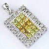 1.30CT DIAMOND & AAA YELLOW SAPPHIRE 14KT WHITE GOLD RAINBOW RECTANGULAR PENDANT