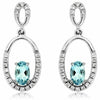 ESTATE .60CT DIAMOND & AAA AQUAMARINE 14KT WHITE GOLD 3D OVAL HANGING EARRINGS
