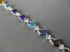 ESTATE 7.51CTW DIAMOND & AAA MULTI GEM 14KT WHITE GOLD TRILLION TENNIS BRACELET