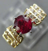 1.15CT DIAMOND & AAA RUBY 14K YELLOW GOLD 6 PRONG PYRAMID ENGAGEMENT RING #27643