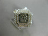 WIDE .50CT WHITE & CHOCOLATE FANCY DIAMOND 14KT TWO TONE GOLD DDOUBLE HALO RING