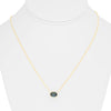 2.17CT AAA GREEN SAPPHIRE 14KT YELLOW GOLD 3D OVAL SOLITAIRE BEZEL LOVE NECKLACE