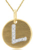 .04CT DIAMOND 14KT YELLOW GOLD LETTER L INITIAL MATTE & SHINY FLOATING PENDANT