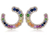 ESTATE 2.14CT DIAMOND & AAA MULTI COLOR SAPPHIRE 14K ROSE GOLD CLIP ON EARRINGS