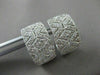 ESTATE WIDE .82CT DIAMOND 18KT WHITE GOLD FILIGREE HUGGIE EARRINGS UNIQUE #16574