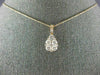 ESTATE LARGE .97CT DIAMOND 18KT ROSE GOLD 3D CLUSTER TEAR DROP FLOATING PENDANT