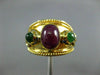 ESTATE WIDE 1.70CT AAA RUBY & EMERALD 14KT YELLOW GOLD 3D FILIGREE RING #25122