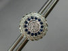 ESTATE LARGE .58CT DIAMOND SAPPHIRE 14K WHITE GOLD FLOWER MILGRAIN STUD EARRINGS