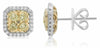 .64CT WHITE & FANCY YELLOW DIAMOND 14KT 2 TONE GOLD 3D HEXAGON STUD EARRINGS