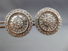 ESTATE LARGE CZ 14KT WHITE GOLD CLASSIC MULTI ROW CLUSTER STUD EARRINGS  #21692