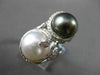 ESTATE EXTRA LARGE 1.13CT DIAMOND & AAA PEARL 18KT WHITE GOLD INFINITY RING
