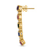 LARGE 7.73CT DIAMOND & AAA MULTI COLOR SAPPHIRE 18K YELLOW GOLD HANGING EARRINGS