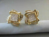 ESTATE LARGE 3.60CT DIAMOND 14KT YELLOW GOLD SQUARE FLOWER CLIP ON EARRINGS