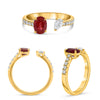 1.47CT DIAMOND & AAA RUBY 18KT YELLOW GOLD OVAL & PEAR SHAPE SOLITAIRE LOVE RING
