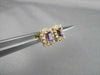 ESTATE RECTANGLE 3.5CT DIAMOND & AMETHYST 14K YELLOW GOLD EARRINGS