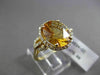 ESTATE LARGE 4.35CT DIAMOND & AAA EXTRA FACET CITRINE 14KT WHITE GOLD HALO RING