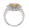2.61CT WHITE & FANCY YELLOW DIAMOND 18KT 2 TONE GOLD HEART SHAPE ENGAGEMENT RING
