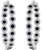 1.92CT DIAMOND & AAA SAPPHIRE 14KT WHITE GOLD MULTI FLOWER HOOP HANGING EARRINGS