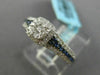 LARGE .53CT DIAMOND & SAPPHIRE 14KT WHITE GOLD 3D SQUARE CLUSTER FRIENDSHIP RING