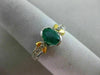 ESTATE .83CT DIAMOND & EMERALD 14K TWO TONE GOLD OVAL SEMI BEZEL ENGAGEMENT RING