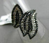 ESTATE WIDE 2.38CT WHITE & BLACK DIAMOND 14KT WHITE GOLD 3D MULTI LEAF LOVE RING