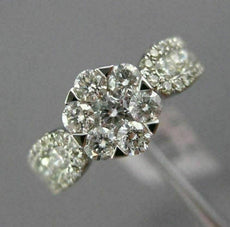 ESTATE 1.32CT DIAMOND 14KT WHITE GOLD 3D CLUSTER FLOWER ENGAGEMENT PROMISE RING