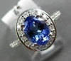 ESTATE 1.78CT DIAMOND & AAA TANZANITE 18KT WHITE GOLD OVAL HALO ENGAGEMENT RING