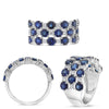 LARGE 4.75CT DIAMOND & AAA SAPPHIRE 14KT WHITE GOLD MULTI ROW ANNIVERSARY RING