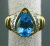 ESTATE WIDE 1.65CT DIAMOND & LONDON BLUE TOPAZ 14KT TWO TONE GOLD PEAR RING 1501
