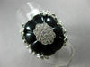 ESTATE LARGE .82CT DIAMOND & AAA ONYX 14KT WHITE GOLD 3D HEART FLOWER FUN RING