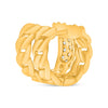 WIDE .28CT DIAMOND 14KT YELLOW GOLD 3D DOUBLE CUBAN LINK HUGGIE HANGING EARRINGS