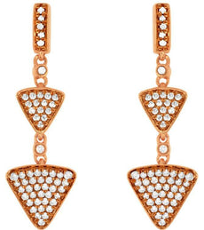 ESTATE .36CT DIAMOND 14KT ROSE GOLD 3D ROUND TRIANGULAR JOURNEY HANGING EARRINGS