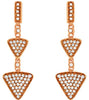 ESTATE .36CT DIAMOND 14KT ROSE GOLD 3D ROUND TRIANGULAR JOURNEY HANGING EARRINGS