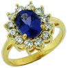 ESTATE LARGE 3.0CT DIAMOND & AAA TANZANITE 14KT YELLOW GOLD FLOWER COCKTAIL RING