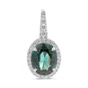 ESTATE 4.11CT DIAMOND & AAA GREEN SAPPHIRE 18KT WHITE GOLD OVAL HANGING EARRINGS