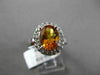 ESTATE LARGE 2.48CT DIAMOND & AAA EXTRA FACET CITRINE 14KT WHITE GOLD HALO RING