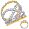 LARGE .69CT DIAMOND 14KT 2 TONE GOLD 3D MULTI ROW INFINITY CRISS CROSS LOVE RING
