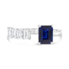 2.36CT DIAMOND & AAA SAPPHIRE 18KT WHITE GOLD EMERALD CUT SOLITAIRE TENSION RING