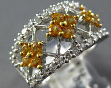 1.43CT DIAMOND & AAA YELLOW SAPPHIRE 14KT WHITE GOLD 3D FLOWER ANNIVERSARY RING