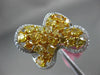 ESTATE LARGE 4.12CT WHITE & FANCY YELLOW DIAMOND 18K 2 TONE GOLD 3D FLOWER RING