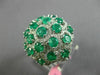 ESTATE LARGE 4.04CT DIAMOND & AAA EMERALD 18K WHITE GOLD 3D FLOWER FILIGREE RING
