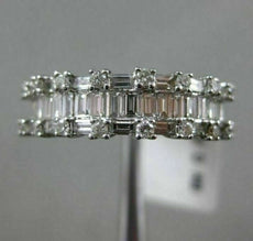 ESTATE 1.52CT ROUND & BAGUETTE DIAMOND 18KT WHITE GOLD 3D MULTI ROW WEDDING RING