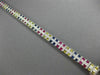 ESTATE WIDE 10.28CT DIAMOND & MULTI COLOR SAPPHIRE 14K WHITE GOLD LONG BRACELET