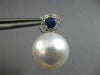EXTRA LARGE .84CT DIAMOND AAA SAPPHIRE & SOUTH SEA PEARL 18K WHITE GOLD EARRINGS