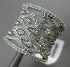 ESTATE WIDE 1.03CT DIAMOND 14KT WHITE GOLD MULTI ROW OPEN FILIGREE COCKTAIL RING