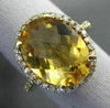 ESTATE LARGE 6.30CT DIAMOND & YELLOW TOPAZ 14K YELLOW GOLD 3D OVAL FILIGREE RING