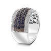 LARGE 1.94CT DIAMOND & AAA SAPPHIRE 14KT WHITE GOLD MULTI ROW ANNIVERSARY RING