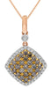 1.05CT WHITE & CHOCOLATE FANCY DIAMOND 14KT ROSE GOLD SQUARE GEOMETRICAL PENDANT